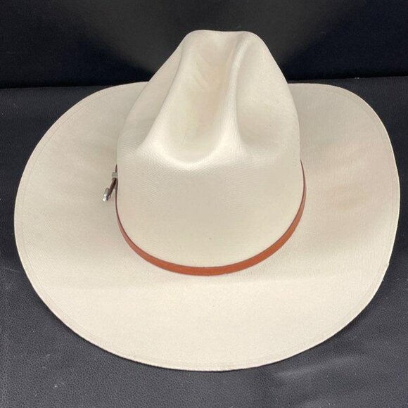 White and Brown Western Cowboy Hat - Picture 4 of 5